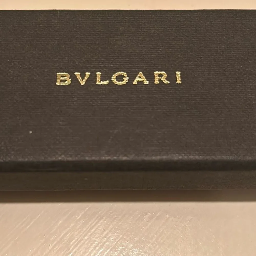 Bvlgari Rectangular Jewelry Gift Box Black Gold Embossed Logo Luxury Display